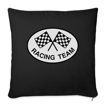 Racing Team, Checkered Flag - Sofa pillow with filling 45cm x 45cm - black - Front