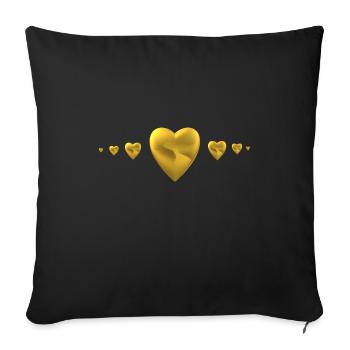 coeurs d’or - Coussin et housse de 45 x 45 cm - noir - Devant