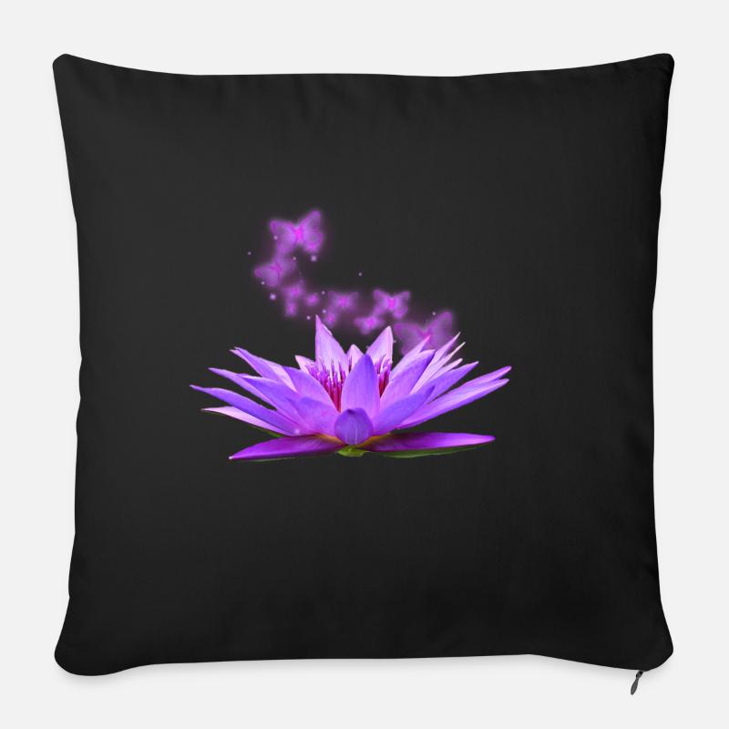Lotusblüte - Sofakissen mit Füllung 45 x 45 cm - Schwarz