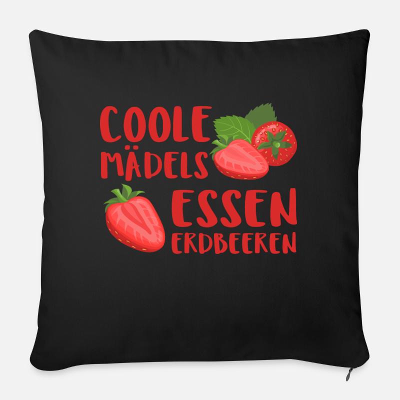 Mädchen Erdbeeren Sommer Geburtstag Geschenk - Sofakissen mit Füllung 45 x 45 cm - Schwarz