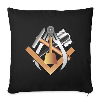 Artisanat marque tailleur de pierre sans écriture - Coussin et housse de 45 x 45 cm - noir - Devant