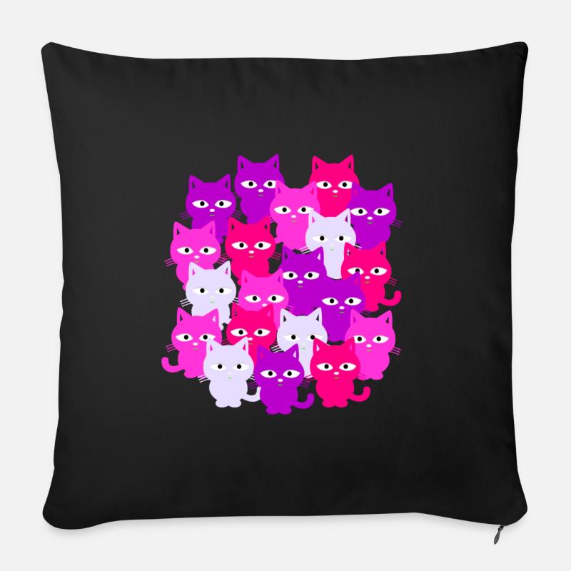 Katzen über Katzen - Sofakissen mit Füllung 45 x 45 cm - Schwarz