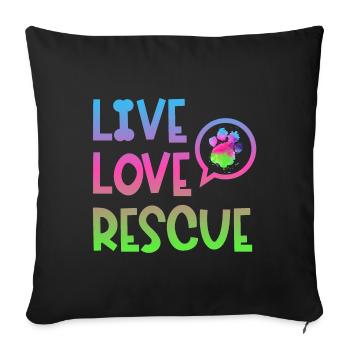 Recherche chien de sauvetage chien d’assistance patte - Coussin et housse de 45 x 45 cm - noir - Devant