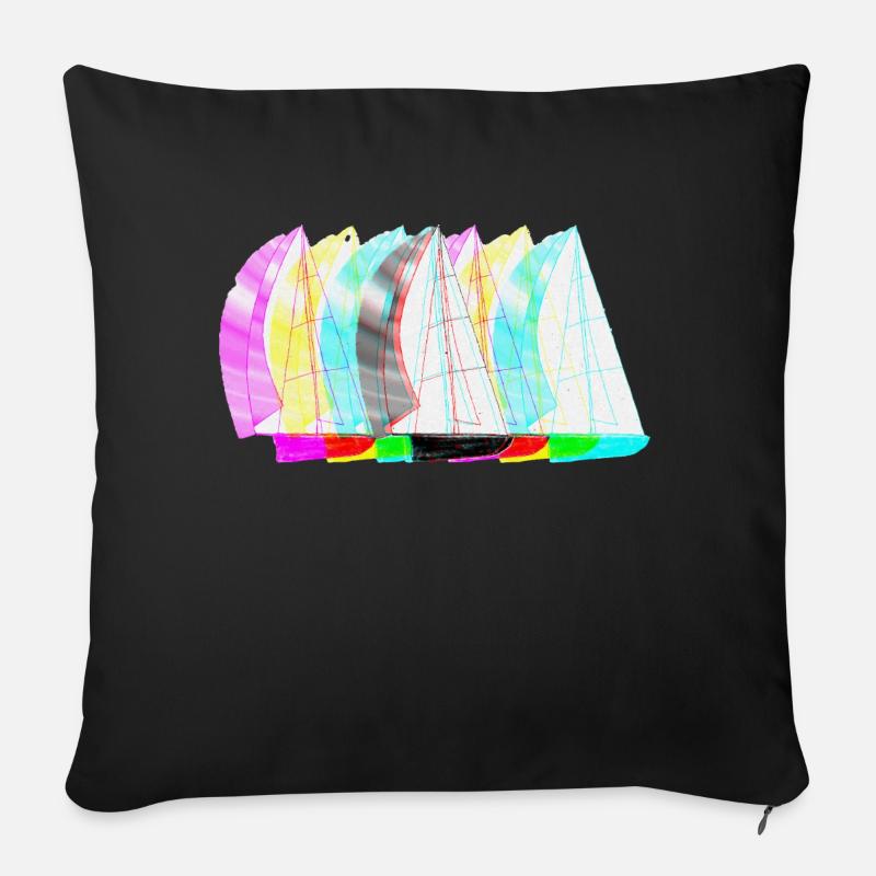 Segelboot PopUp - Sofakissen mit Füllung 45 x 45 cm - Schwarz