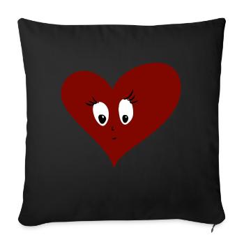 Heart - cute - sensitive - sad - Sofa pillow with filling 45cm x 45cm - black - Front
