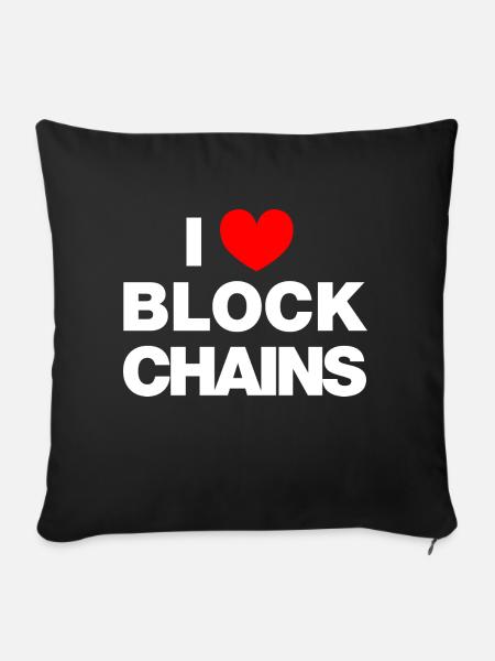 I love Blockchains - Sofakissen mit Füllung 45 x 45 cm - Schwarz