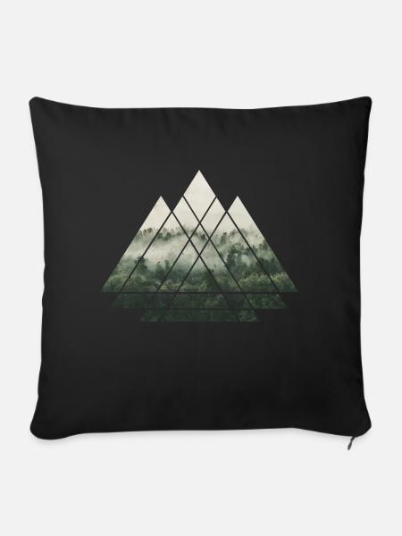 Geometrische Dreicke - Wald im Nebel - Sofakissen mit Füllung 45 x 45 cm - Schwarz