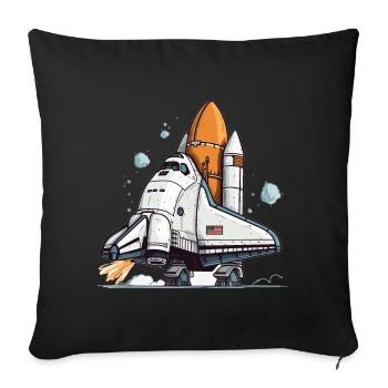 Playful Cartoon Space Shuttle - Sofa pillow with filling 45cm x 45cm - black - Front