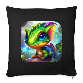 Cute little lizard - Sofa pillow with filling 45cm x 45cm - black - Front
