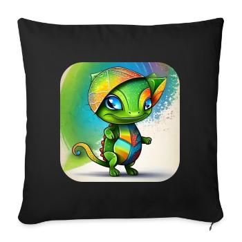 Cute Chameleon - Sofa pillow with filling 45cm x 45cm - black - Front