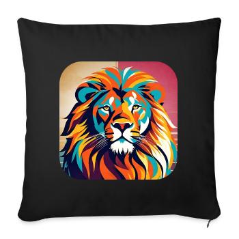 Fier lion dans un style rétro - Coussin et housse de 45 x 45 cm - noir - Devant