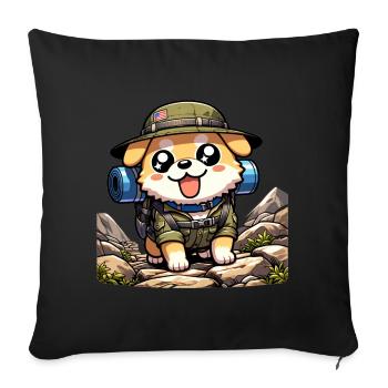 Hund Wandern Abenteuer Welpen Bekleidung - Sofakissen mit Füllung 45 x 45 cm - Schwarz - Vorne