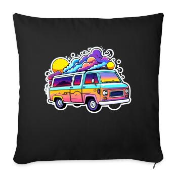 Camper Wohnmobil Campen - Sofakissen mit Füllung 45 x 45 cm - Schwarz - Vorne