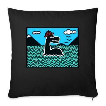 Nessie Loch Ness monster - Sofa pillow with filling 45cm x 45cm - black - Front