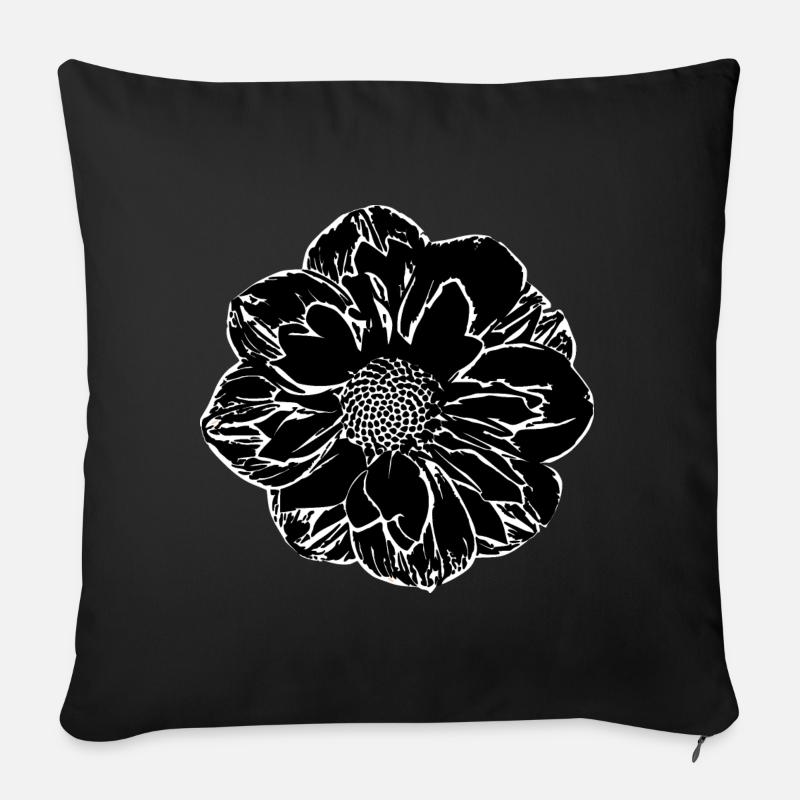 Blume schwarz Blumen schwarz Blüte - Sofakissen mit Füllung 45 x 45 cm - Schwarz