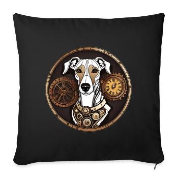 Chien Whippet Steampunk - Coussin et housse de 45 x 45 cm - noir - Devant