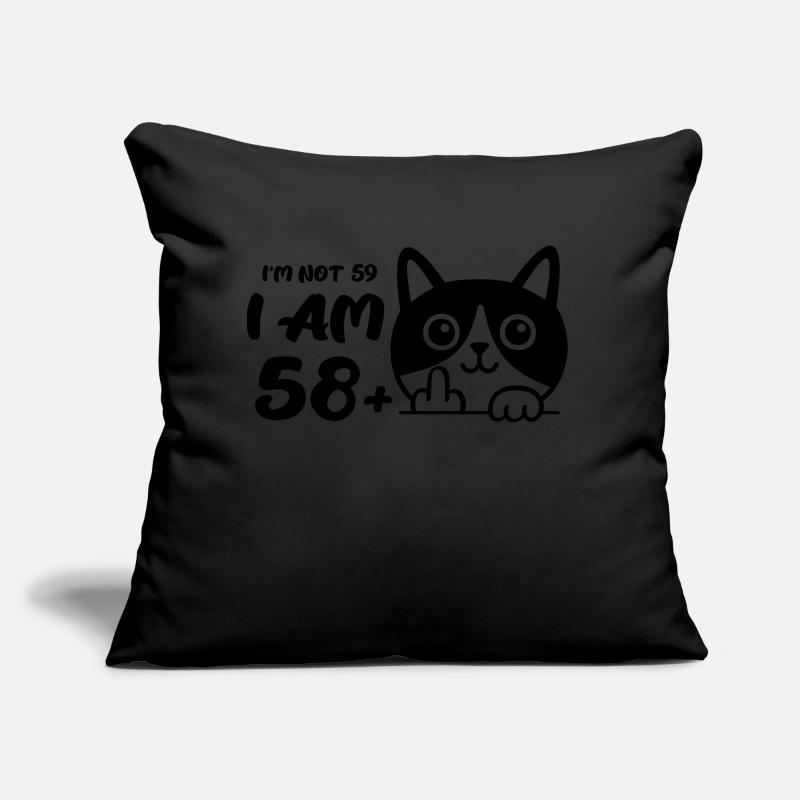 Ich bin nicht 59, ich bin 58 plus 1 Mittelfinger Katze Flip Sofakissen mit Füllung 45 x 45 cm