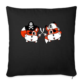 2 petit pirate mignon renards oeil sabre duel - Coussin et housse de 45 x 45 cm - noir - Devant