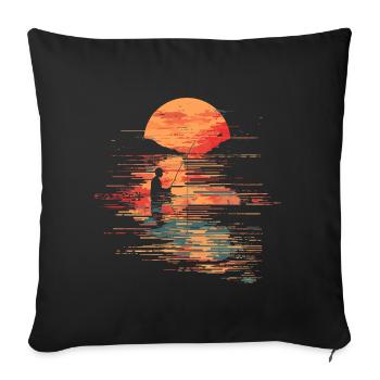 Fishing Illustration - Sofa pillow with filling 45cm x 45cm - black - Front