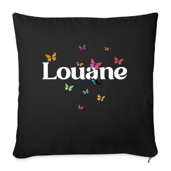 LOUANE - Beautiful girl name with butterflies - Sofa pillow with filling 45cm x 45cm - black - Front