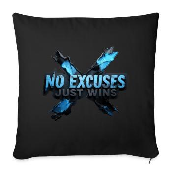 No Excuses Just Wins – Motivational Gym Design - Sofa pillow with filling 45cm x 45cm - black - Front