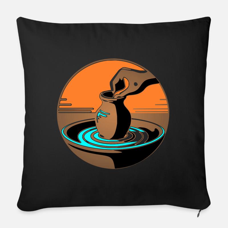 Zen Pottery Master – Blaue Ausgabe - Sofakissen mit Füllung 45 x 45 cm - Schwarz
