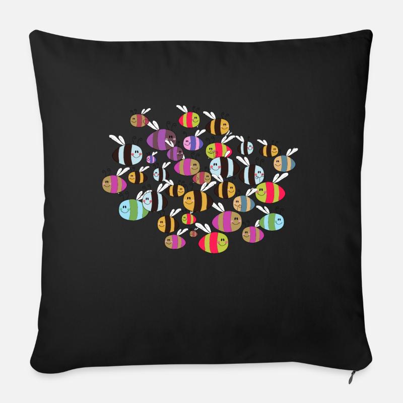 Bienenschwarm bunt - Sofakissen mit Füllung 45 x 45 cm - Schwarz