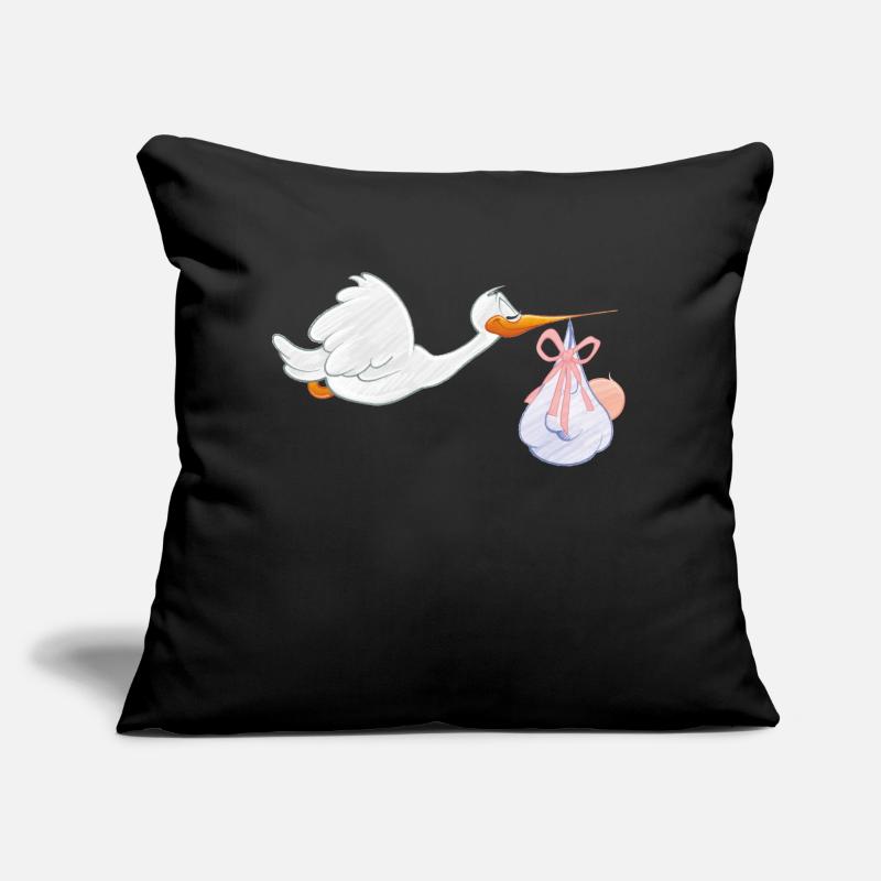 Cigogne avec bébé Coussin et housse de 45 x 45 cm