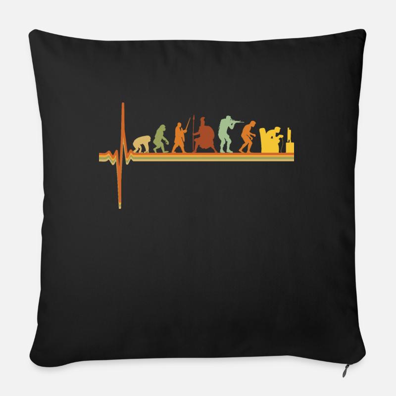 Gaming EKG Herzschlag Evolution Retro Gamer - Sofakissen mit Füllung 45 x 45 cm - Schwarz