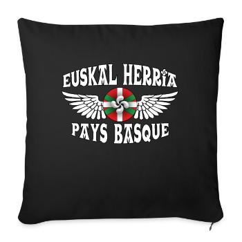 Euskal Herria, pays Basque - Coussin et housse de 45 x 45 cm - noir - Devant