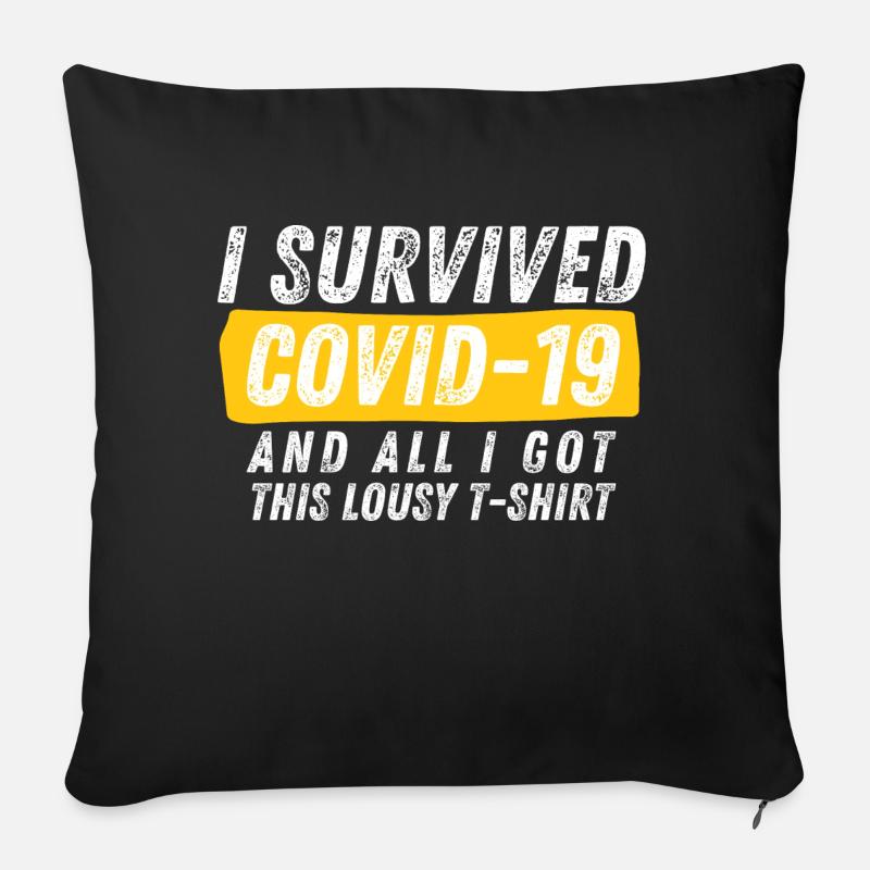 I Survived Covid-19 - Sofakissen mit Füllung 45 x 45 cm - Schwarz