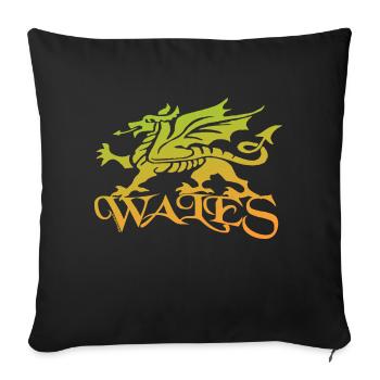 Wales "Y Ddraig Goch" Dragon - Sofa pillow with filling 45cm x 45cm - black - Front