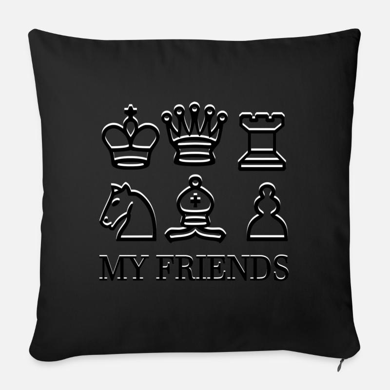 Échecs - Coussin et housse de 45 x 45 cm - noir