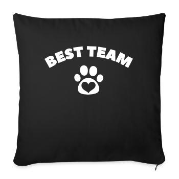 Best Team Hundeliebe Hundemensch Hundepfote - Sofakissen mit Füllung 45 x 45 cm - Schwarz - Vorne