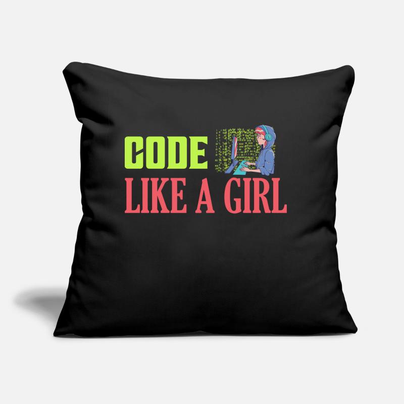 Coder comme une fille Programmeur Codage Coussin et housse de 45 x 45 cm