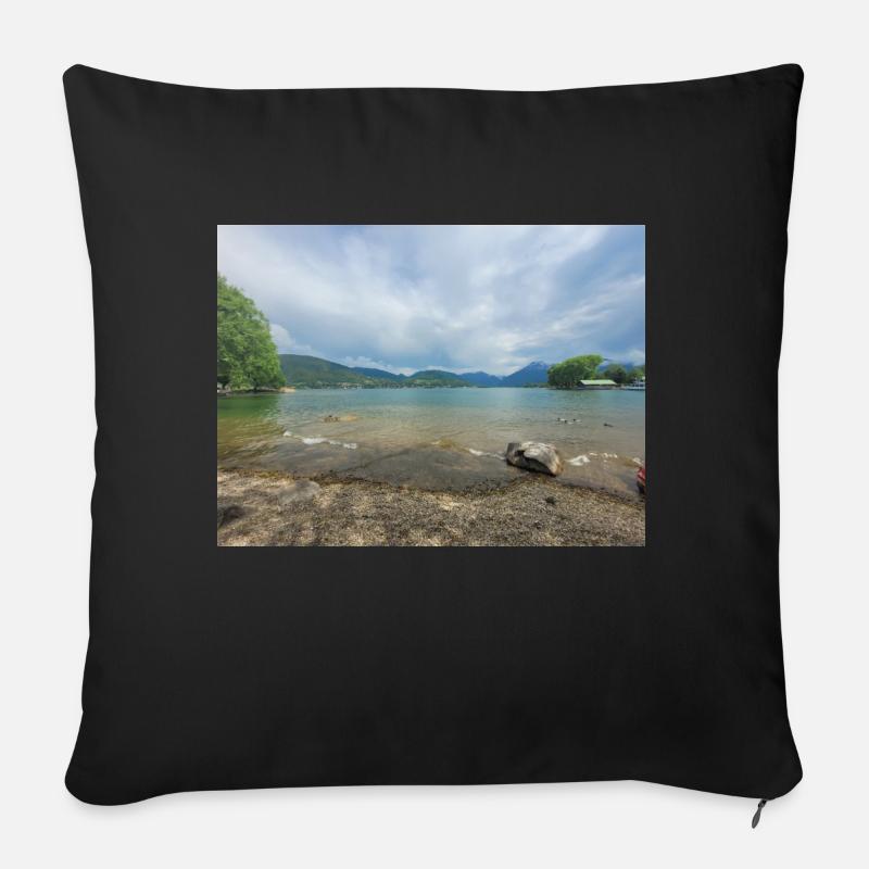 Die Ruhe am See genießen - Sofakissen mit Füllung 45 x 45 cm - Schwarz