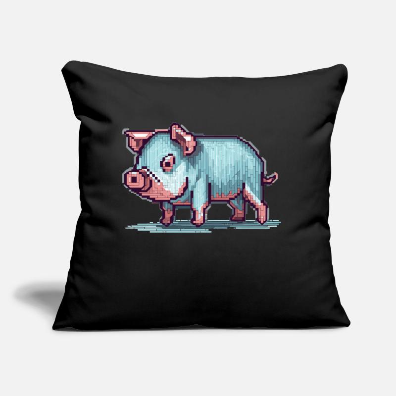 Drôle de cochon de compagnie conçu en pixels 8 bits Coussin et housse de 45 x 45 cm