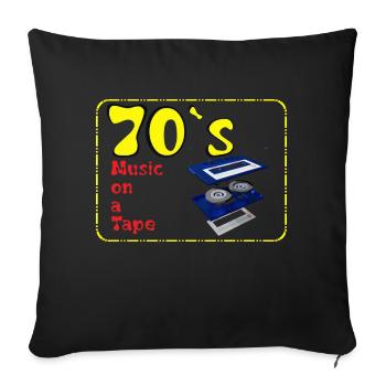 Casette de musique, les années 70 - Coussin et housse de 45 x 45 cm - noir - Devant