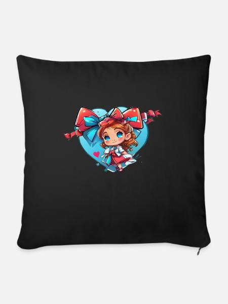 Mädchen und Herz - Sweetheart - Sofakissen mit Füllung 45 x 45 cm - Schwarz