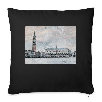 Vue de la place Saint-Marc - Coussin et housse de 45 x 45 cm - noir - Devant