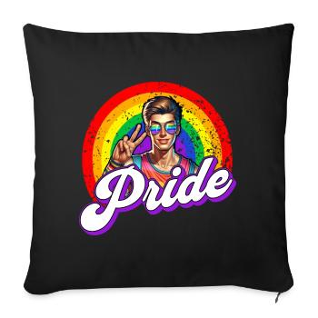 Pride Gay CSD Love LGBTQ Farben des Regenbogens - Sofakissen mit Füllung 45 x 45 cm - Schwarz - Vorne
