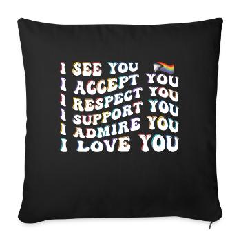 Proud Ally: I Accept, Respect, Support, Admire, - Sofa pillow with filling 45cm x 45cm - black - Front