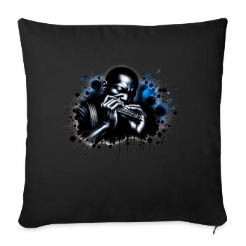 Blues in Ink - Coussin et housse de 45 x 45 cm - noir - Devant