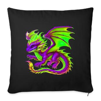 Dragon - Sofa pillow with filling 45cm x 45cm - black - Front
