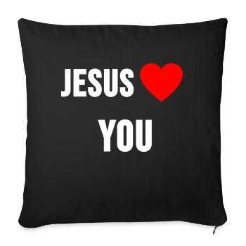 Jésus t’aime - Coussin et housse de 45 x 45 cm - noir - Devant