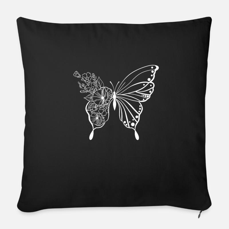 Schmetterling - Sofakissen mit Füllung 45 x 45 cm - Schwarz