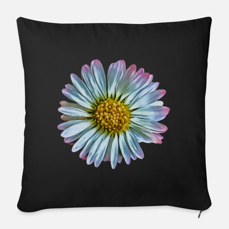 Gänseblümchen - Sofakissen mit Füllung 45 x 45 cm - Schwarz