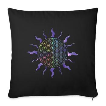 Blume des Lebens Sonne Mandala Regenbogen - Sofakissen mit Füllung 45 x 45 cm - Schwarz - Vorne