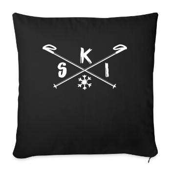 Ski logo - Sofa pillow with filling 45cm x 45cm - black - Front