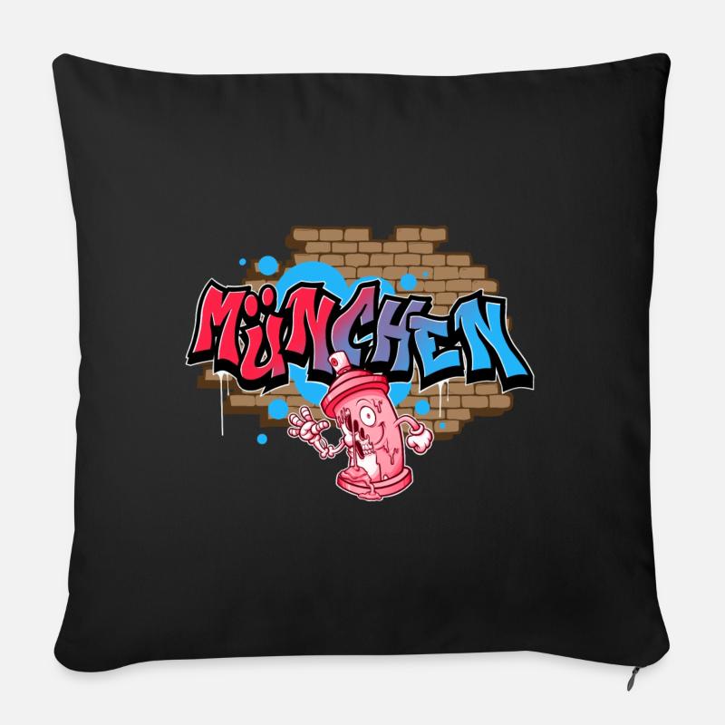 München Graffiti - Sofakissen mit Füllung 45 x 45 cm - Schwarz